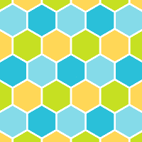 A hex grid regularly colored with 4 colors.