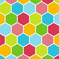 A hex grid regularly colored with 7 colors.