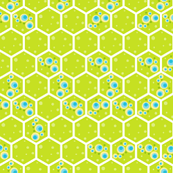 A hexagon grid with some cells filled in to indicate they are impsasable.
