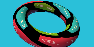 A hexagon grid on a torus, with the same wrapping.