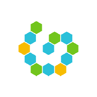 A bitmask made up of hexagons of different colours in a pattern