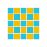A square made up of coloured squares in a pattern